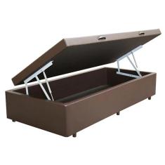 Cama Box Solteiro com Baú Pistão a gás Marrom - SULA MÓVEIS