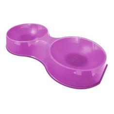  Comedouro Plástico Pop Gato Duplo 190 Ml - Furacão Pet, Rosa