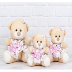 Kit pelucia vestido com lese floral  - CKD CONFECCOES, Floral ramo esc