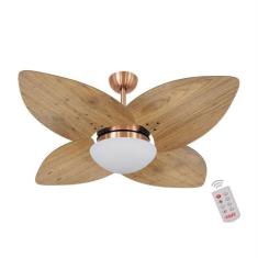 Ventilador de Teto Dormamu Cobre 4 Pás Rádica Freijó 220V com Controle