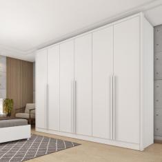 Guarda Roupa Casal Realeza 6 Portas de Bater 6 Gavetas MDF Neve Tcil Móveis