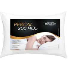 Kit 2 Travesseiros Ortobom 200 Fios Algodão Macio Percal