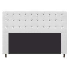 Cabeceira Estofada Dama 140 Cm Casal com Strass Suede Branco