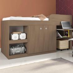 Cama De Solteiro Multifuncional Com Escrivaninha Juvenille Montana - Art In Móveis
