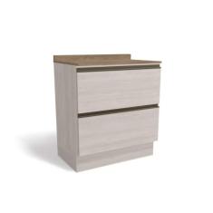 Balcão de Cozinha Modulado Maxxi G755 2 Gavetas c/Tampo 80cm Branco/Nogal - Kappesberg