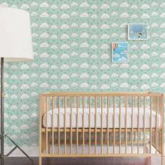 Papel De Parede Kids Nuvem Verde