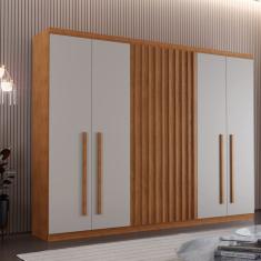 Guarda Roupa Denver Casal 6 Portas com Pés Naturale/Off White Rufato