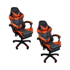 Kit 2 Cadeiras Gamer Stillus Ergonômica Com Apoio Para Os Pés Vermelho