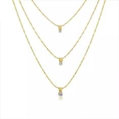 Colar Triplo Ponto de Luz Belíssimo Folheado A Ouro 18k - Milena Folhe