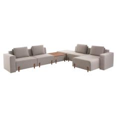 Sofá Pierre 6 Módulos Linho Bege Noce Gran Belo