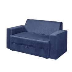 Sofá-Cama 2 Lugares Pratik 5000 Mamflex Azul Suede Amassado