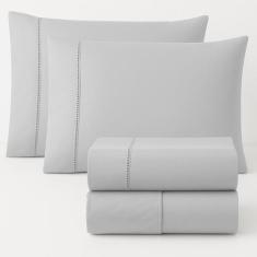 jogo Lençol de cama Queen 400 Fios 4 Peças 100% algodao com elastico -