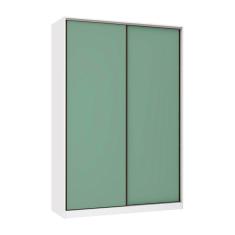 Guarda Roupa 2 Portas De Correr 159cm Branco Com Verde Jade