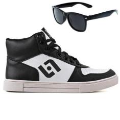 Tenis Infantil Meninos Botinha Cano Alto Escolar Casual Basico + Oculos-Masculino