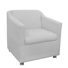 Poltrona Decorativa Tilla Pés Cromado Suede Branco - DS Estofados