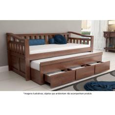 Bicama Solteiro com 3 Gavetas em Madeira Maciça Safira Castanho - Straub Web