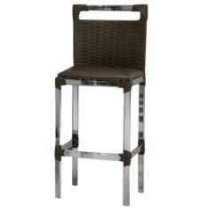 Banqueta Alta Alumínio Vigor Famais Marrom/Alumínio Polido
