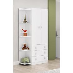 Guarda Roupa de Bebê Arco-íris com Canto 2 Portas 3 Gavetas Djd Móveis Branco