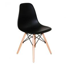 Cadeira Charles Eames Eiffel Wood Dkr Cozinha Jantar Preta