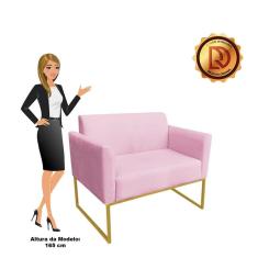 Namoradeira Marisa Suede Rosa Bebê Dourado