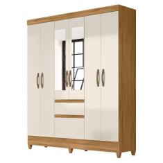 Guarda Roupa Casal New Cuba 6 Portas e 2 Gavetas com Espelho - Moval, 