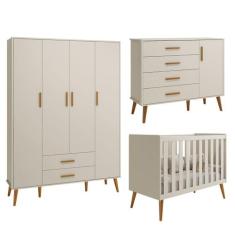 Quarto Isis Berço Americano 2 em 1 + Comoda Sapateira + Guarda Roupa I