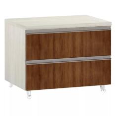 Mesa de Cabeceira Luciane 2 Gavetas Prime Plus 60 cm, Legno Crema/Nogu
