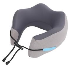 Travesseiro de Viagem Em Forma de u de Espuma de Memória, Almofada de Apoio de Pescoço Com Trava de Cordão Ajustável para Assento de Trem de ônibus de Carro de Avião (M)