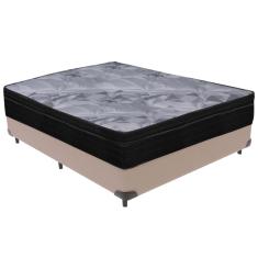 Cama Box Bege e Colchão Airtech Pampa Molas ensacadas Casal Ortobom