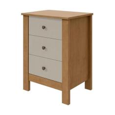 Mesa de Cabeceira Maggiore 3 GV Amêndoa e Off White - Modern