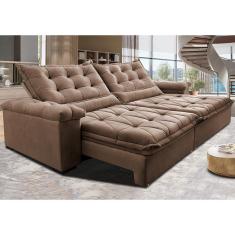Sofá Retrátil E Reclinável 3,15M Cama Inbox Big Fresh Com Softgel D40 Velupluma Castor