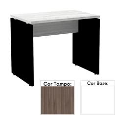 Mesa De Escritório Pé Painel Pe25 Em Mdp 90 X 45 Cm Cor Walnut E Base Branca