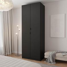 Guarda Roupa 2 Portas Cabideiro 2 Gavetas Hera Cabecasa Madeiramadeira Preto