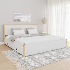 Cama King 4 Gavetas íris Cabecasa Madeiramadeira Branco-natural