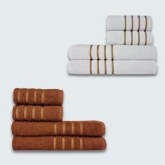 Jogo De Toalhas 8 Pe?a Cole??o Montreal 100% Algod?o Branco+marrom