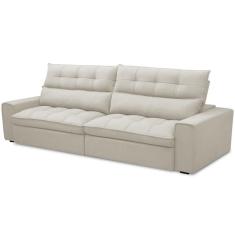 Sofá Retrátil Reclinável Para Sala De Estar Living 250cm Dimas F04 Veludo Bege