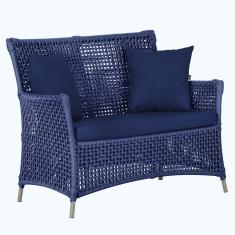 1 Sofá área Externa Igapó Alumínio Fendi Corda Náutica E10 Azul