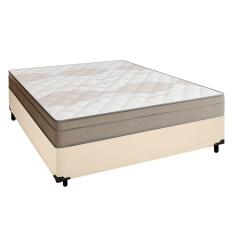 Cama Box Casal Sintético + Colchão De Molas Ensacadas Portobel Ipanema - 138x188x65cm Bege
