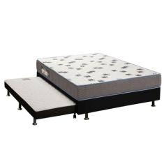 Cama Box c/Auxiliar Casal: Colchão Espuma Ortobom D33 Light + Base CRC
