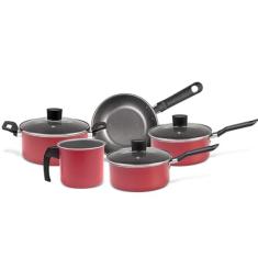 Jogo de Panelas Brinox 5 Peças Vermelho Garlic