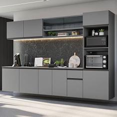 Armário de Cozinha Completa Suspenso 300cm Cinza Nice Madesa 03