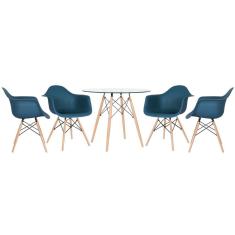 Mesa redonda Eames 90 cm + 4 cadeiras Eiffel DAW