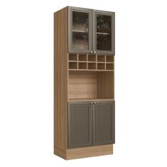 Paneleiro Torre Quente 4 Portas 1 Nicho para Forno e Adega Classica Montana/Bronze