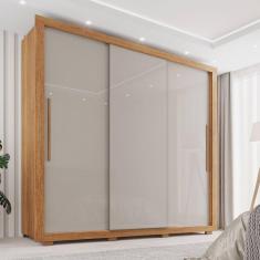 Guarda Roupa Casal 3 Portas 4 Gavetas Costa Rica Cinamomo / Off White