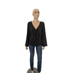 Blusa Amarração Lado Avesso Preto Tam. M-Feminino