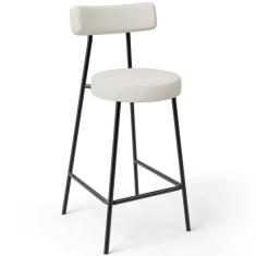 Banqueta Baixa Para Cozinha Sala De Jantar Bar Bancada Milão L02 Linho Champagne - Lyam Decor