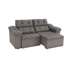 sofá 4 lugares retrátil e reclinável sierra molas veludo titânio 265 cm