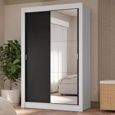 Guarda-Roupa Solteiro 2 Portas de Correr com Espelho 4 Gavetas Vivare 