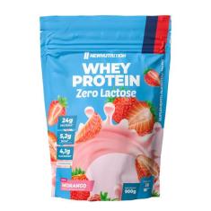 Whey Protein Zero Lactose 900g NewNutrition, Morango, 900g