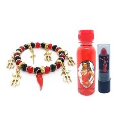Kit Pomba Gira Pulseira Ajustável + Batom + Perfume 120ml - Flash